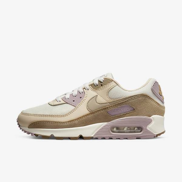 Women\'s Nike Air Max 90 Sneakers Brown / Light Purple / Khaki | NK273ZHM