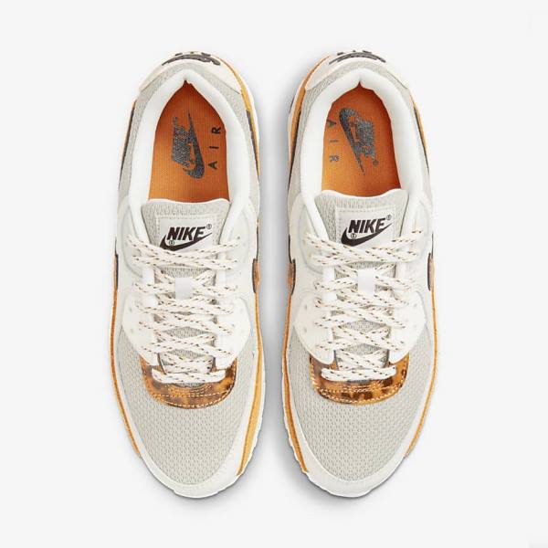 Women's Nike Air Max 90 Sneakers Brown / Light Beige / Yellow | NK625BKN