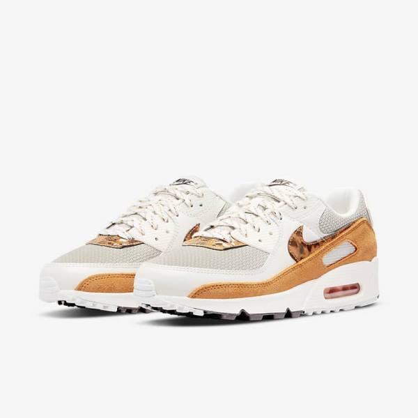 Women's Nike Air Max 90 Sneakers Brown / Light Beige / Yellow | NK625BKN