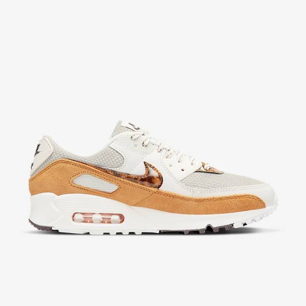 Women\'s Nike Air Max 90 Sneakers Brown / Light Beige / Yellow | NK625BKN