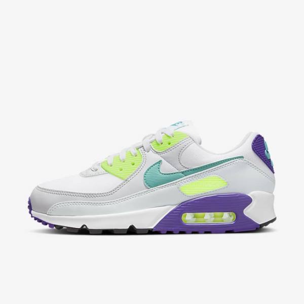 Women\'s Nike Air Max 90 Sneakers White / Platinum / Turquoise | NK670ABH