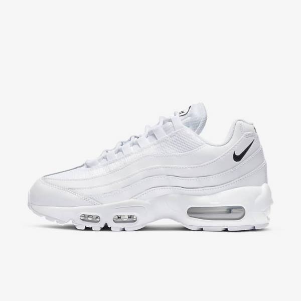 Women\'s Nike Air Max 95 Essential Sneakers White / Black | NK849IOA