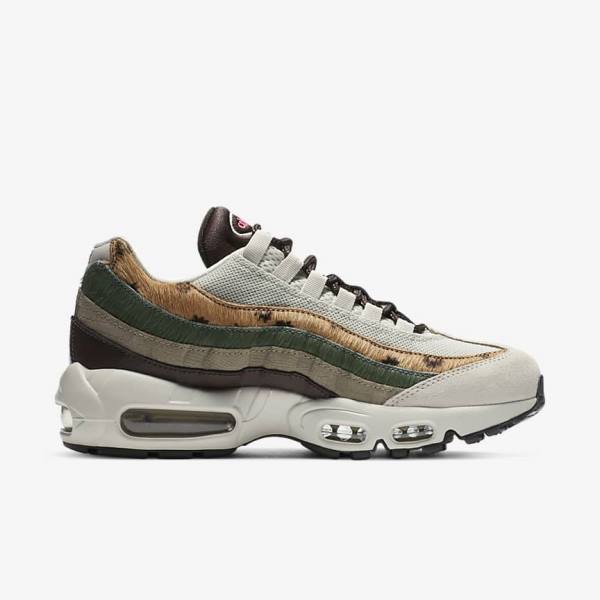 Women's Nike Air Max 95 Premium Sneakers Light Beige / Brown / Olive Grey / White | NK265OUG