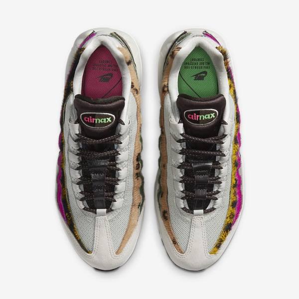 Women's Nike Air Max 95 Premium Sneakers Light Beige / Brown / Olive Grey / White | NK265OUG