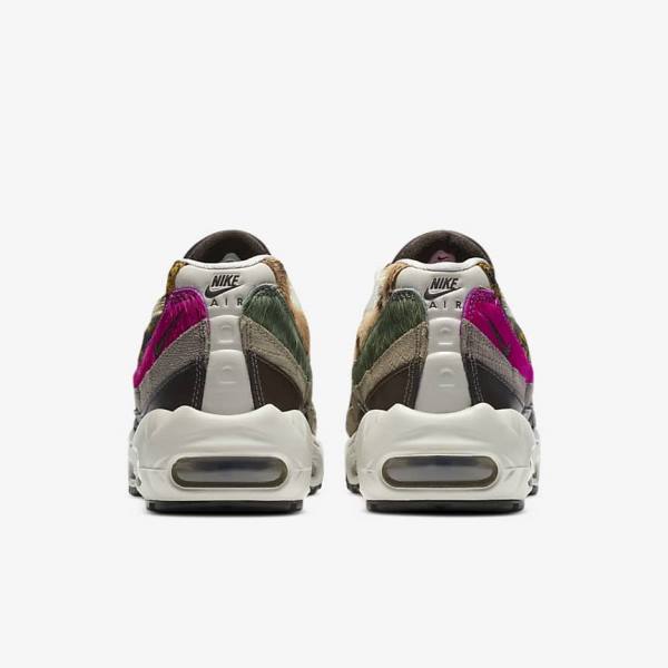 Women's Nike Air Max 95 Premium Sneakers Light Beige / Brown / Olive Grey / White | NK265OUG