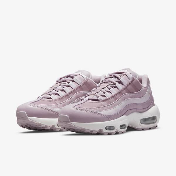 Women's Nike Air Max 95 Sneakers Purple / White / Metal Silver | NK419MZE