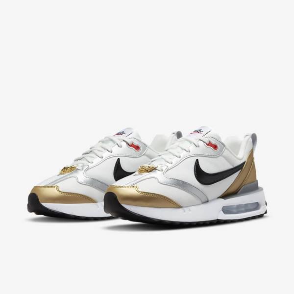 Women's Nike Air Max Dawn SE Sneakers White / Metal Gold / Silver / Black | NK082UPV