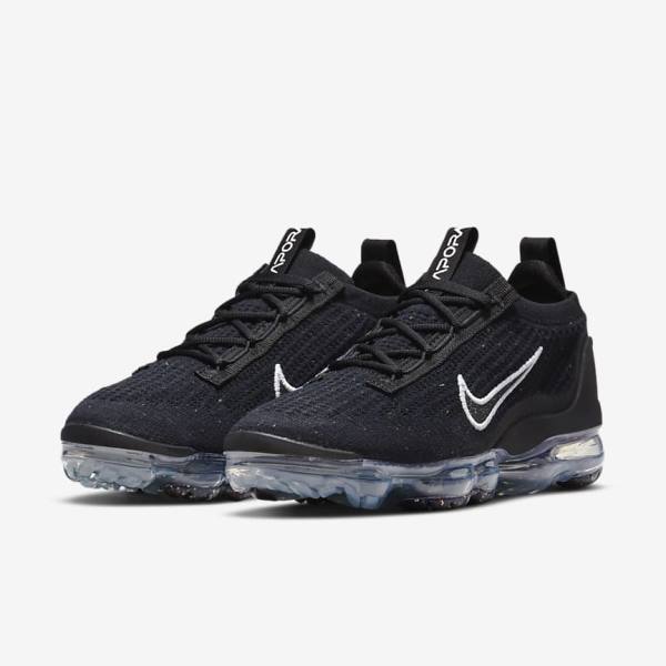 Women's Nike Air VaporMax 2021 FK Sneakers Black / Metal Silver / White | NK289PAN