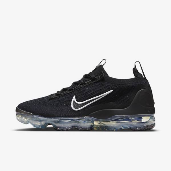 Women\'s Nike Air VaporMax 2021 FK Sneakers Black / Metal Silver / White | NK289PAN