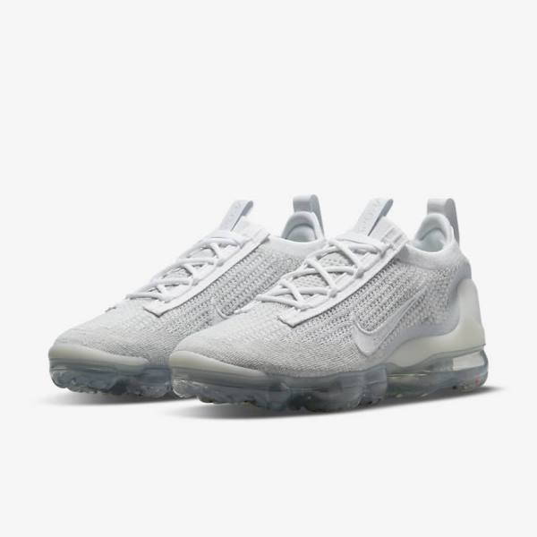 Women's Nike Air VaporMax 2021 FK Sneakers White / Platinum / Metal Silver / White | NK294UBC