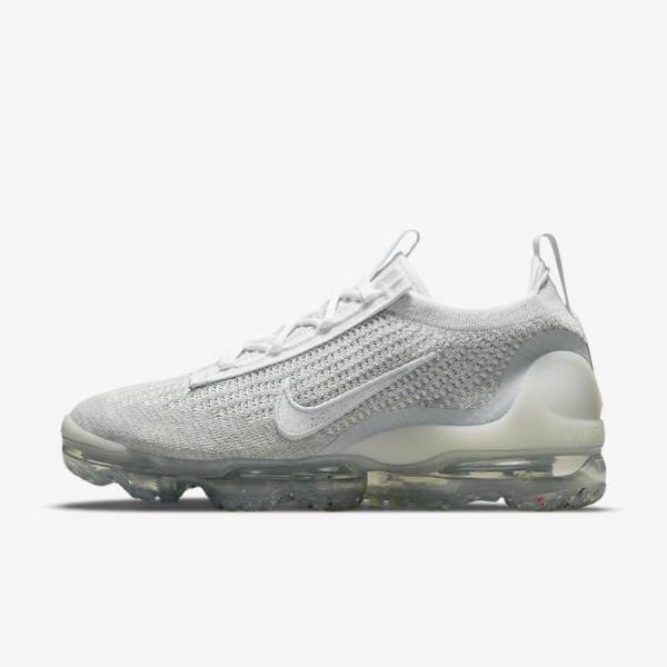 Women\'s Nike Air VaporMax 2021 FK Sneakers White / Platinum / Metal Silver / White | NK294UBC