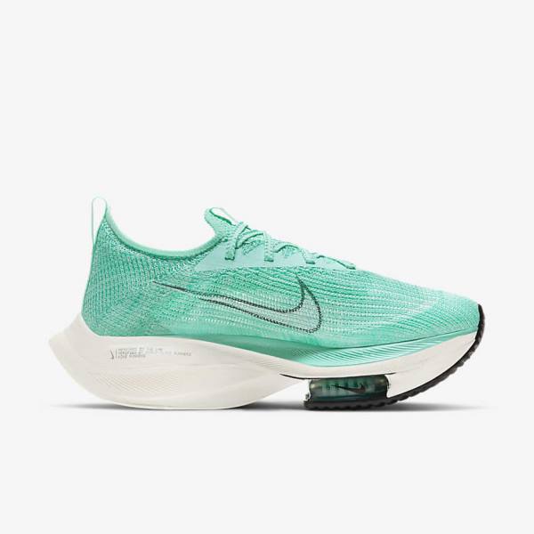 Women's Nike Air Zoom Alphafly NEXT% Flyknit Road Racing Running Shoes Turquoise / Black / Light Turquoise / White | NK046KPI