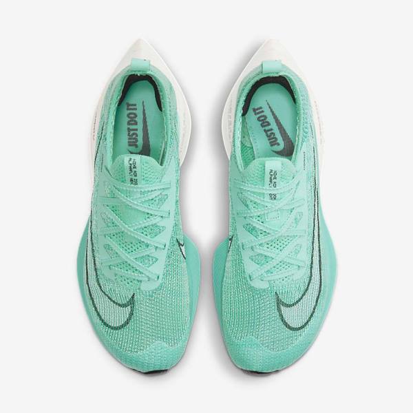 Women's Nike Air Zoom Alphafly NEXT% Flyknit Road Racing Running Shoes Turquoise / Black / Light Turquoise / White | NK046KPI