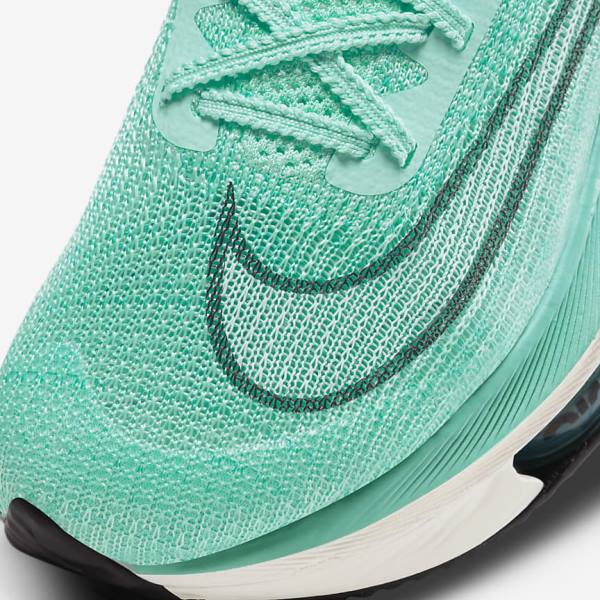 Women's Nike Air Zoom Alphafly NEXT% Flyknit Road Racing Running Shoes Turquoise / Black / Light Turquoise / White | NK046KPI