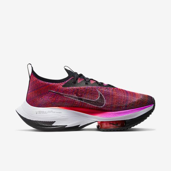 Women's Nike Air Zoom Alphafly NEXT% Flyknit Road Racing Running Shoes Purple / Red / Black / Black | NK507EAB