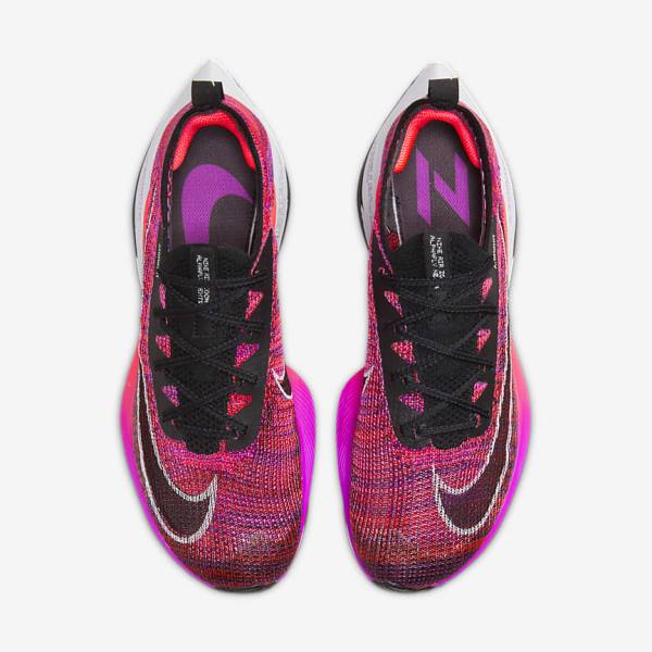 Women's Nike Air Zoom Alphafly NEXT% Flyknit Road Racing Running Shoes Purple / Red / Black / Black | NK507EAB