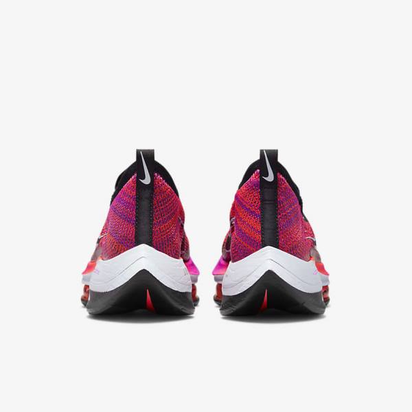 Women's Nike Air Zoom Alphafly NEXT% Flyknit Road Racing Running Shoes Purple / Red / Black / Black | NK507EAB