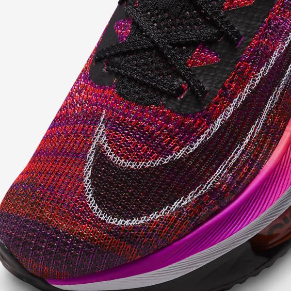 Women's Nike Air Zoom Alphafly NEXT% Flyknit Road Racing Running Shoes Purple / Red / Black / Black | NK507EAB