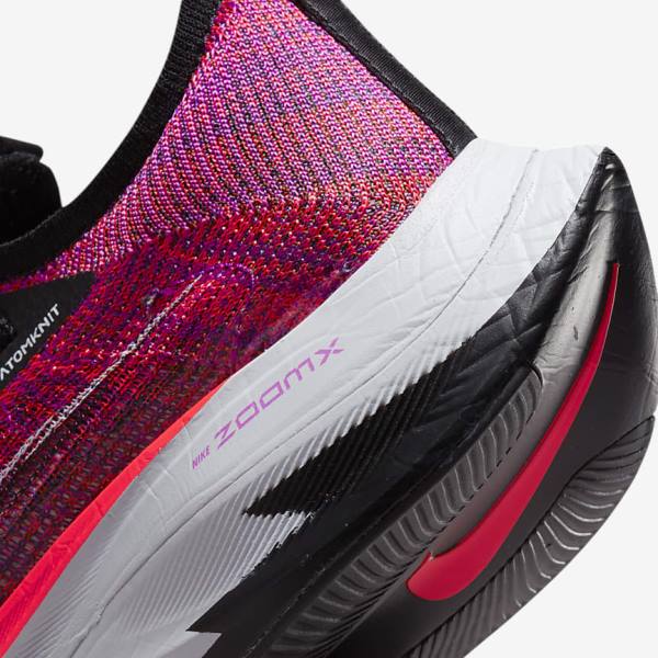 Women's Nike Air Zoom Alphafly NEXT% Flyknit Road Racing Running Shoes Purple / Red / Black / Black | NK507EAB