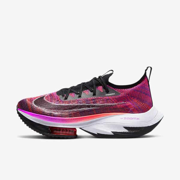 Women\'s Nike Air Zoom Alphafly NEXT% Flyknit Road Racing Running Shoes Purple / Red / Black / Black | NK507EAB