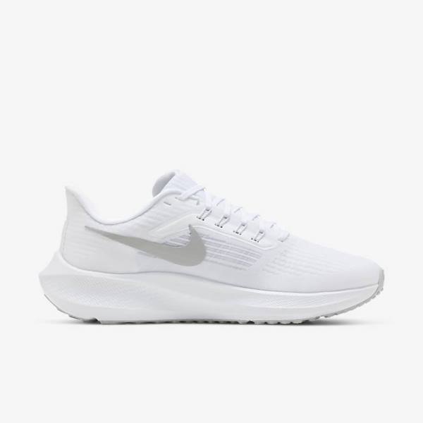 Women's Nike Air Zoom Pegasus 39 Road Running Shoes White / Platinum / Grey / Metal Silver | NK630PYR