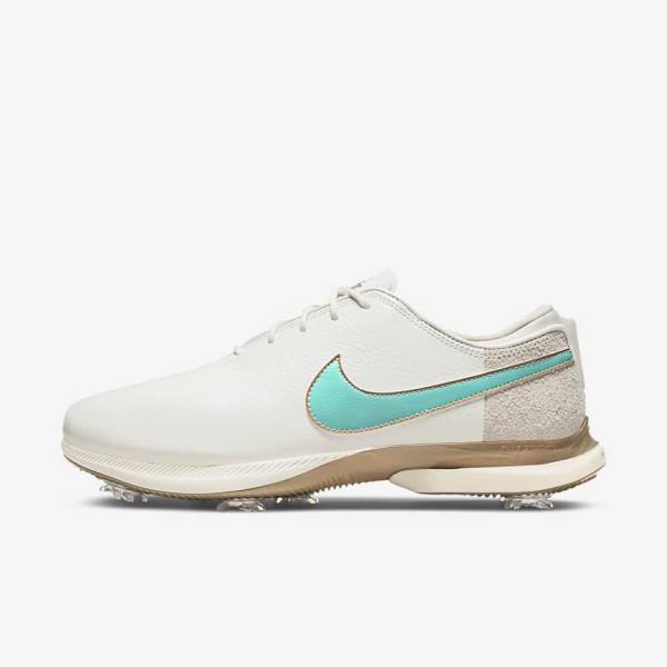 Women\'s Nike Air Zoom Victory Tour 2 Golf Shoes White / Light Brown / Turquoise | NK730TNE