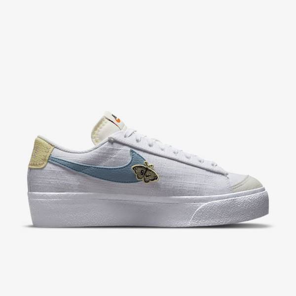 Women's Nike Blazer Low Platform Next Nature Sneakers White / Pink / White / Blue | NK361SCK