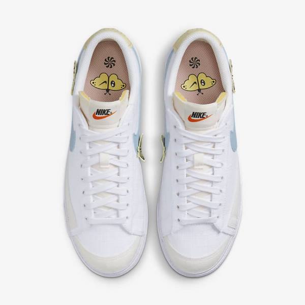 Women's Nike Blazer Low Platform Next Nature Sneakers White / Pink / White / Blue | NK361SCK