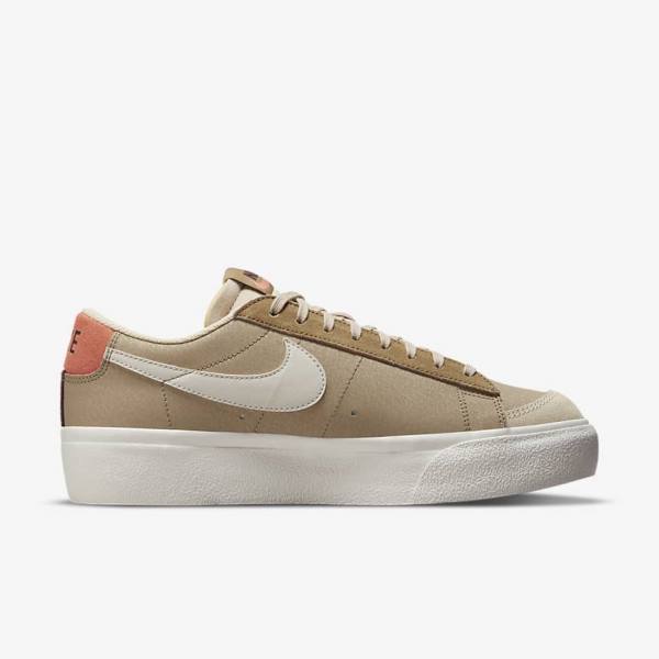 Women's Nike Blazer Low Platform SP Sneakers Khaki / Light Beige | NK641MSV