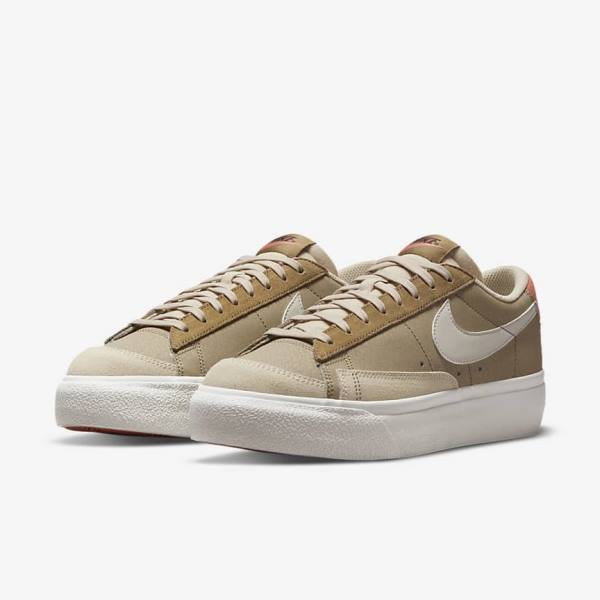 Women's Nike Blazer Low Platform SP Sneakers Khaki / Light Beige | NK641MSV