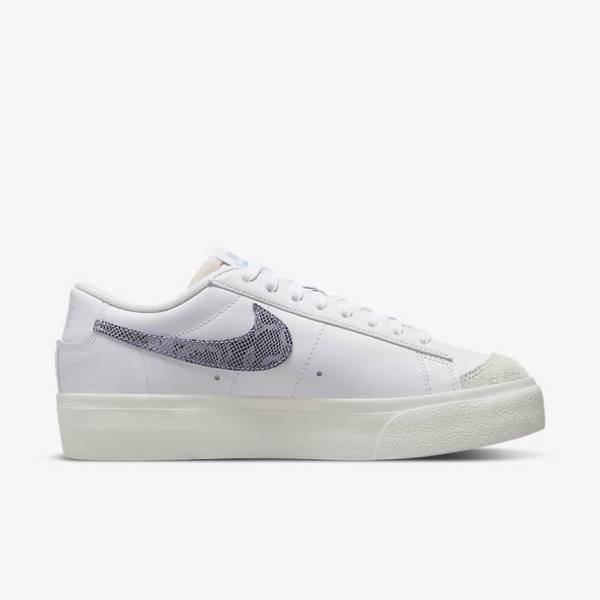 Women's Nike Blazer Low Platform Sneakers White / Light Blue | NK167LBH