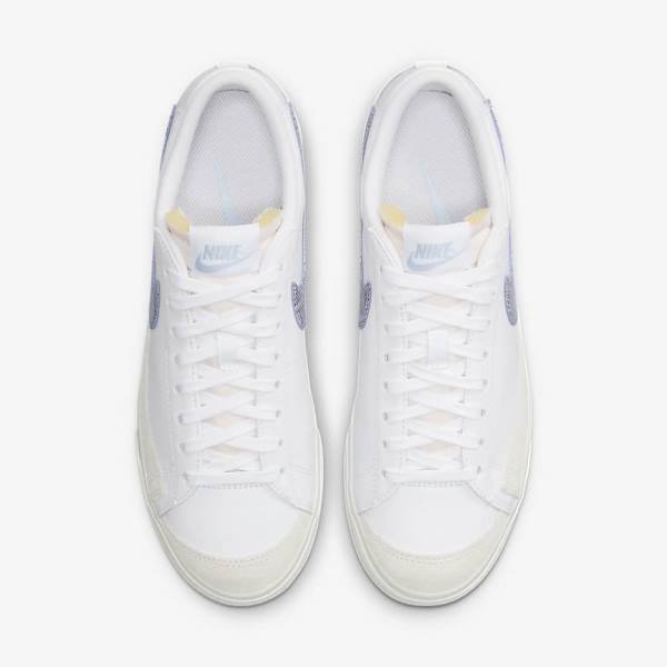 Women's Nike Blazer Low Platform Sneakers White / Light Blue | NK167LBH