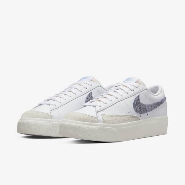 Women's Nike Blazer Low Platform Sneakers White / Light Blue | NK167LBH