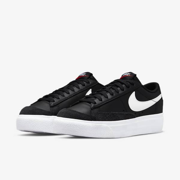 Women's Nike Blazer Low Platform Sneakers Black | NK264GMK