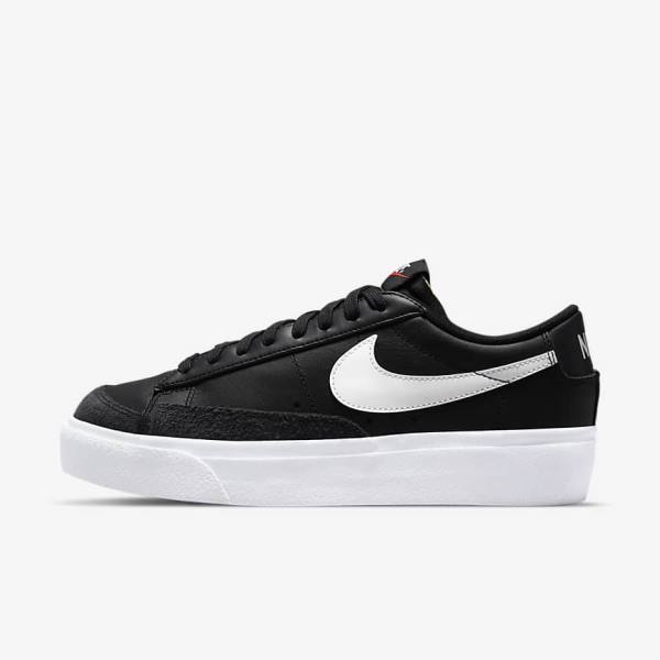 Women\'s Nike Blazer Low Platform Sneakers Black | NK264GMK