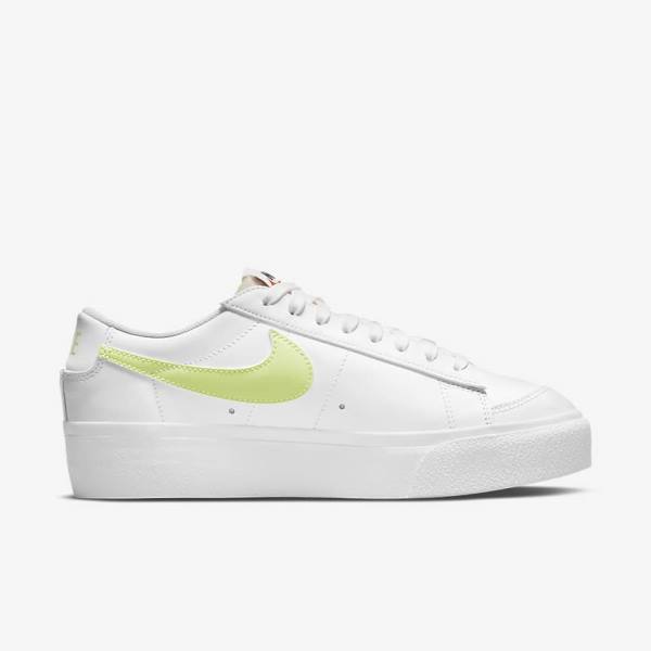 Women's Nike Blazer Low Platform Sneakers White / Black / Light Lemon | NK318HAY