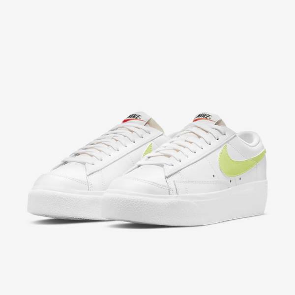 Women's Nike Blazer Low Platform Sneakers White / Black / Light Lemon | NK318HAY