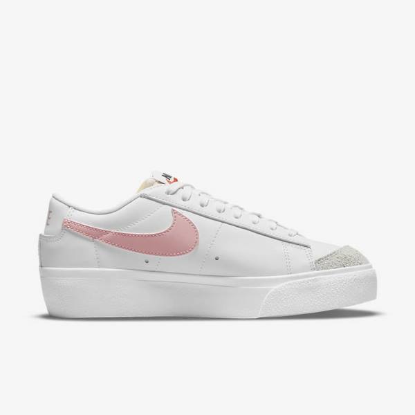 Women's Nike Blazer Low Platform Sneakers White / Black / Pink | NK489NYO