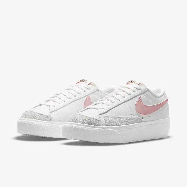 Women's Nike Blazer Low Platform Sneakers White / Black / Pink | NK489NYO