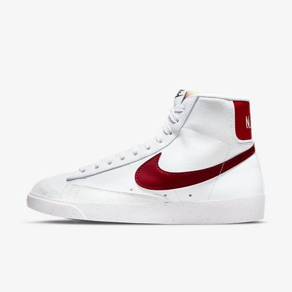 Women\'s Nike Blazer Mid 77 Next Nature Sneakers White / Black / Red | NK607ABQ