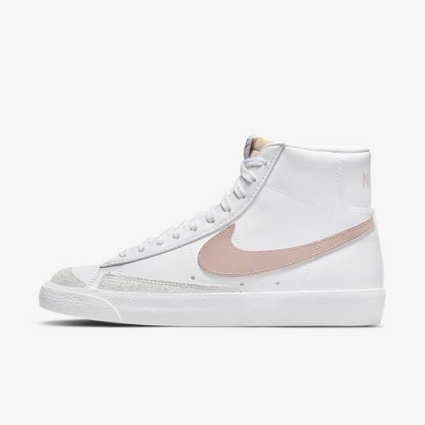 Women\'s Nike Blazer Mid 77 Vintage Sneakers White / Coral / White / Pink | NK204UDH