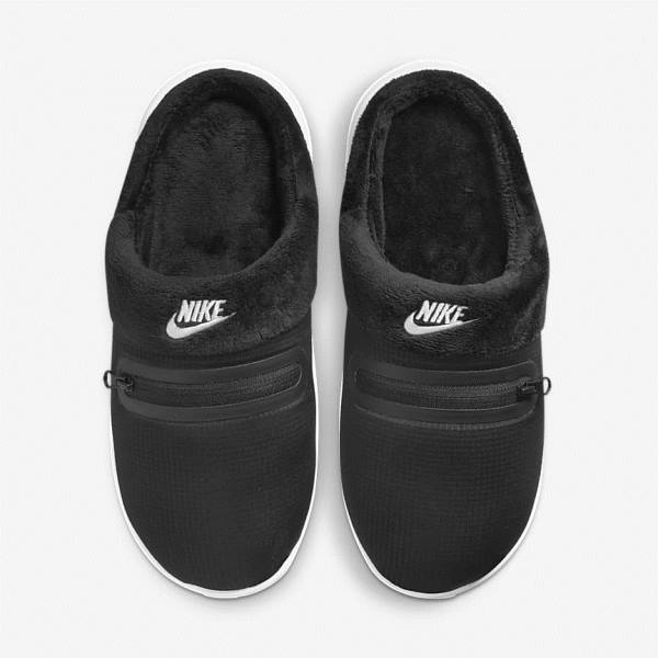 Women's Nike Burrow Slipper Sneakers Black / White | NK065BZC