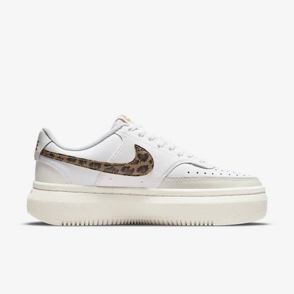 Women's Nike Court Vision Alta Sneakers White / Light Beige / Brown | NK645OZQ