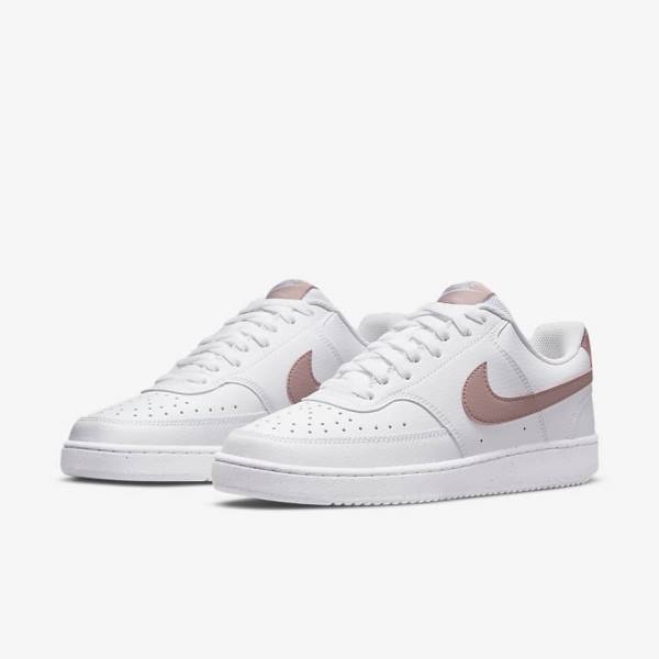 Women's Nike Court Vision Low Next Nature Sneakers White / Pink | NK981BDM