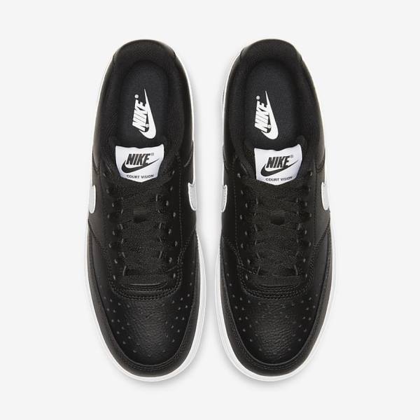 Women's Nike Court Vision Low Sneakers Black / White | NK689DGF