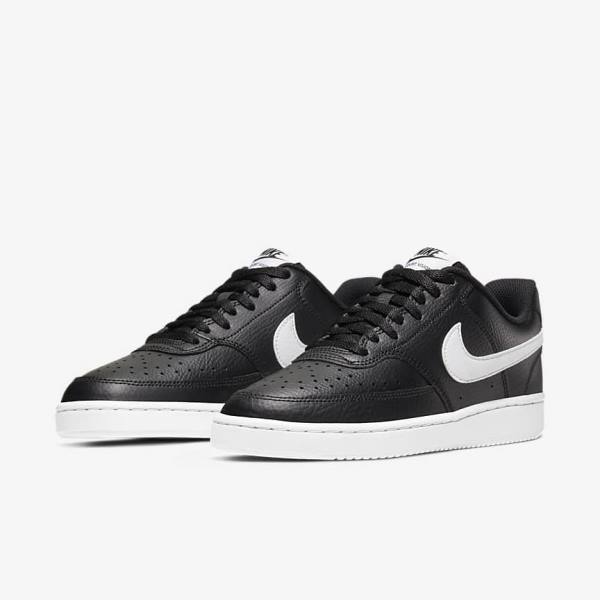 Women's Nike Court Vision Low Sneakers Black / White | NK689DGF