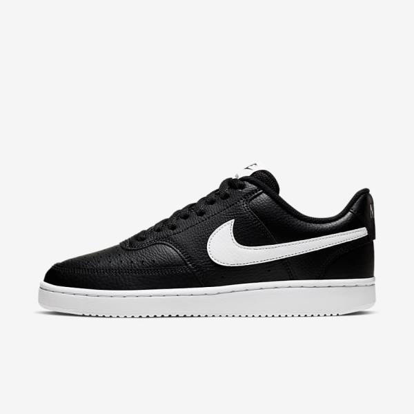 Women\'s Nike Court Vision Low Sneakers Black / White | NK689DGF