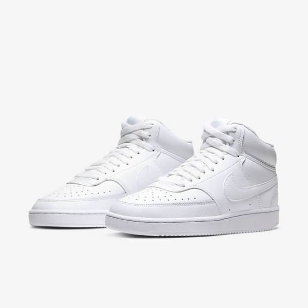 Women's Nike Court Vision Mid Sneakers White | NK287MJT