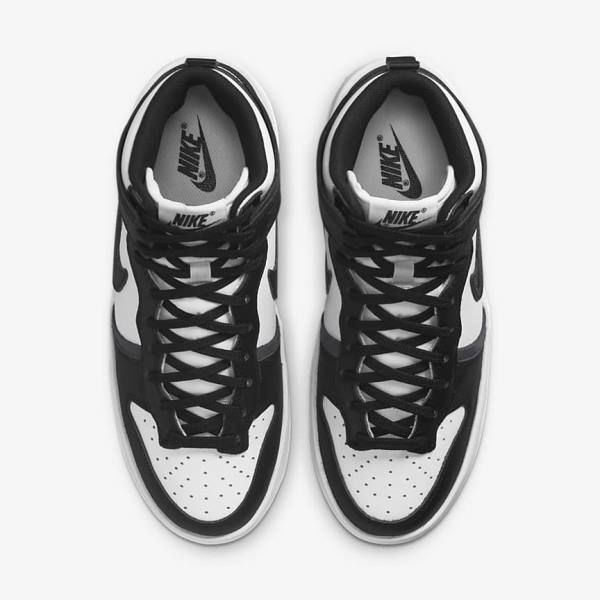 Women's Nike Dunk High Up Sneakers White / Dark Grey / Black | NK093GQV