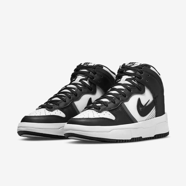 Women's Nike Dunk High Up Sneakers White / Dark Grey / Black | NK093GQV